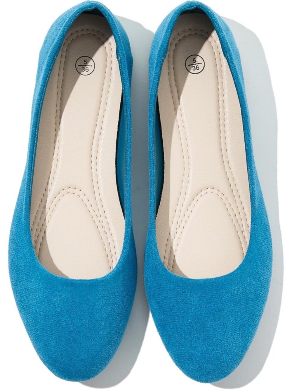 Women's Blue Grotto Round Toe Dressy Comfortable Suede Ballerina Ballet Flats